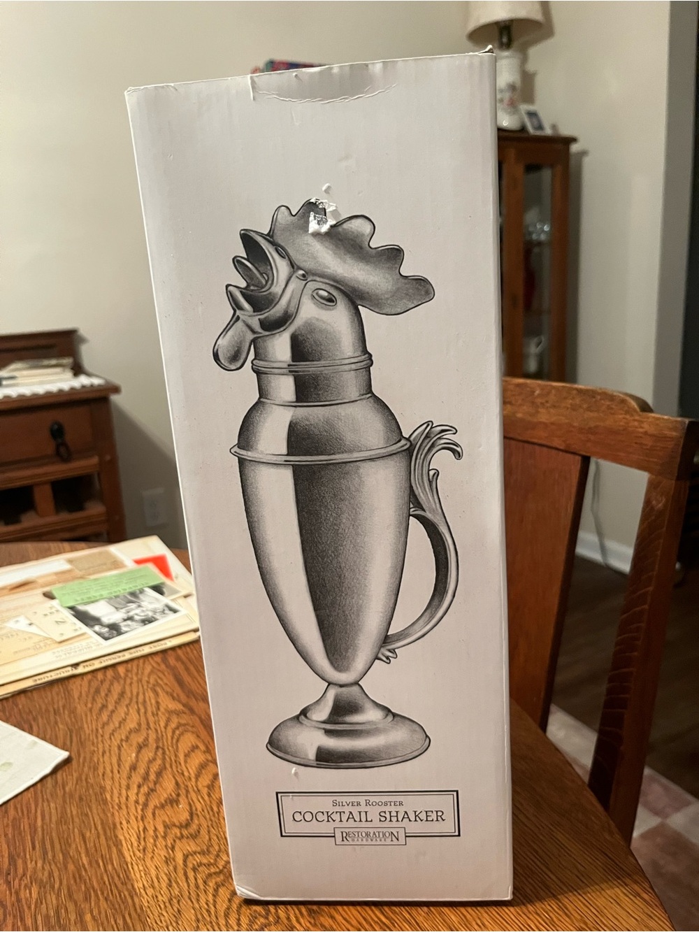 Restoration Hardware Silver Rooster Cocktail Shaker Box